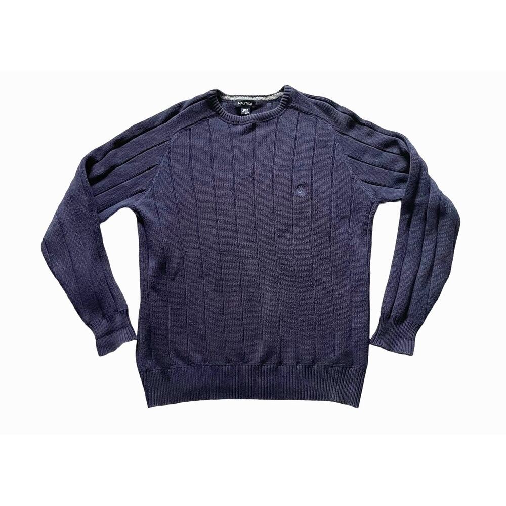 Nautica Mens Crewneck Sweater Size Medium Preppy Classic Nautical Sailor Cotton